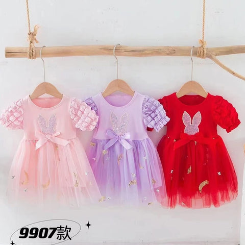 Cute bunny net frock