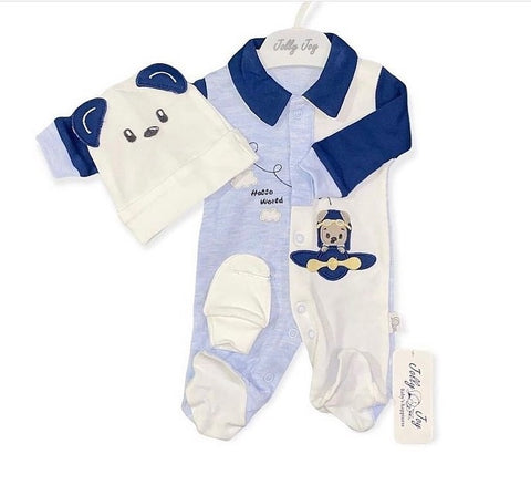Mini baby embroidered romper set