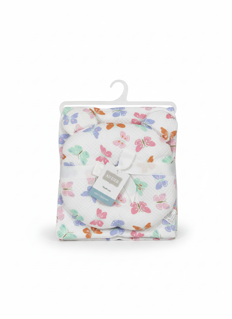 Pink butterfly blanket with pillow