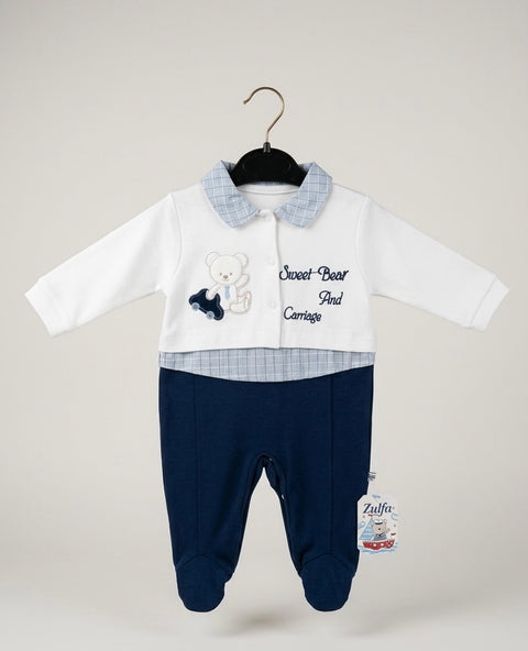 Sweet bear blue romper