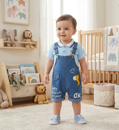 Cute giraffe dungaree set