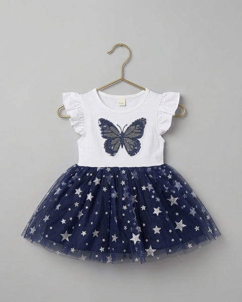 Sequin butterfly net frock