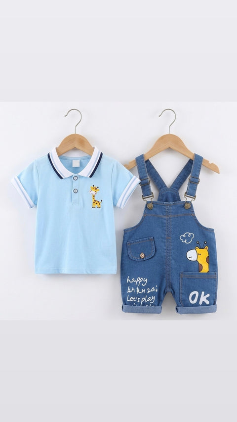 Cute giraffe dungaree set