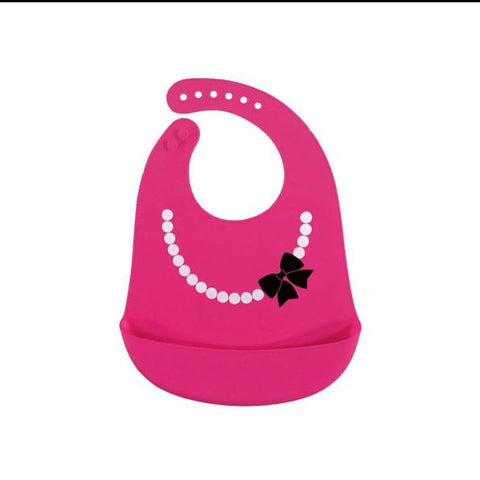 Pink pearl silicon bib