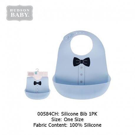 Blue bow silicone bib