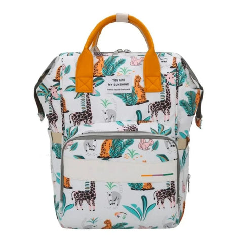 White green jungle diaper bag