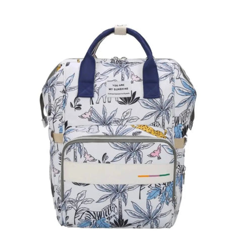 White blue jungle diaper bag