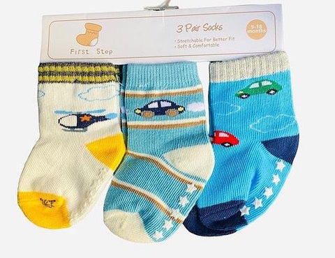 Multi colour cars sock set