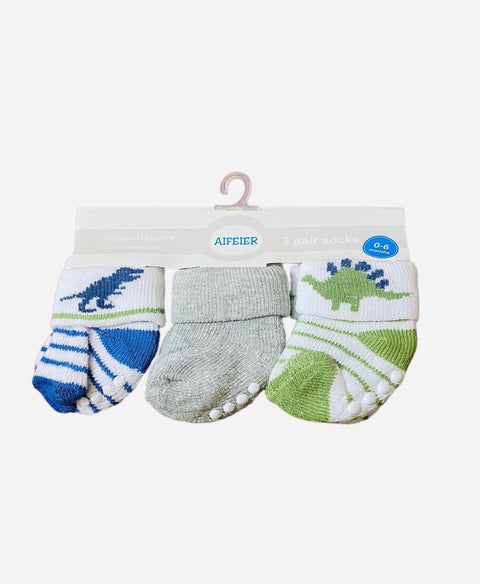 Grey green dino socks set