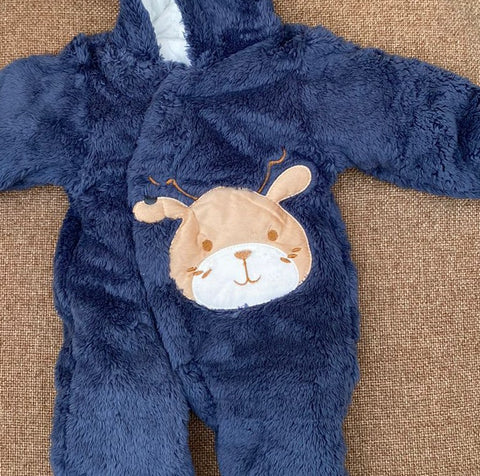 Navy blue fur bear jumper