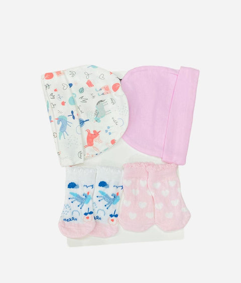 Pink unicorn tale cap set