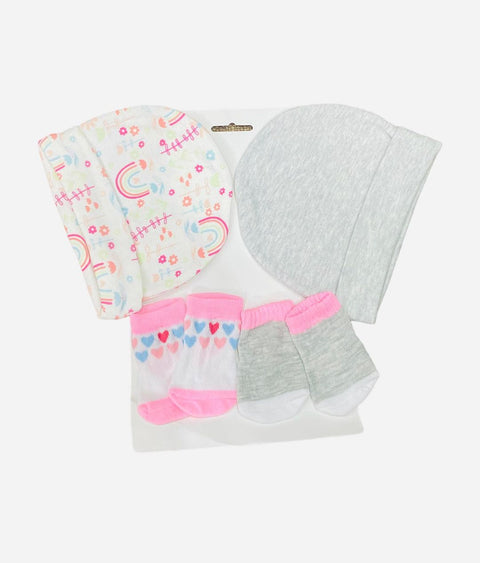 Pink rainbow cap set