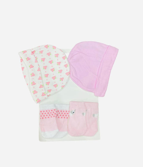Pink strawberry cap set