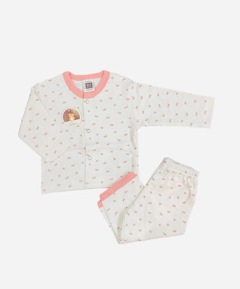 Pink white bow night suit