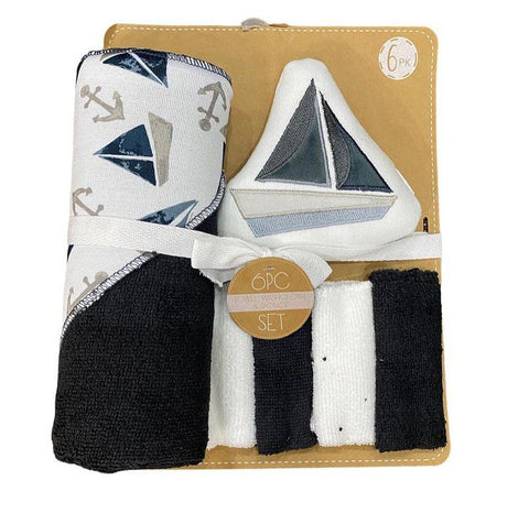 black grey ship towel set