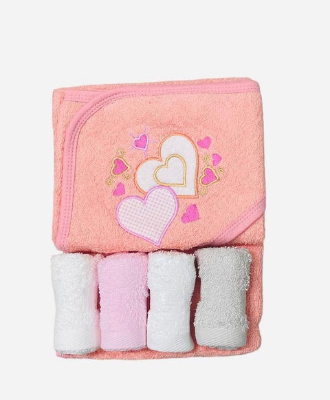 pink heart bath towel set