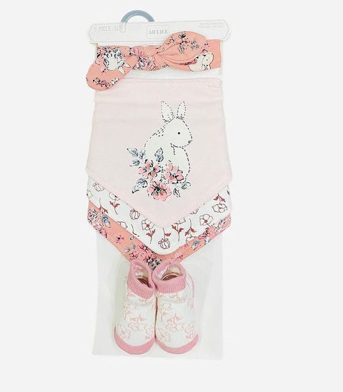 pink bunny bib set