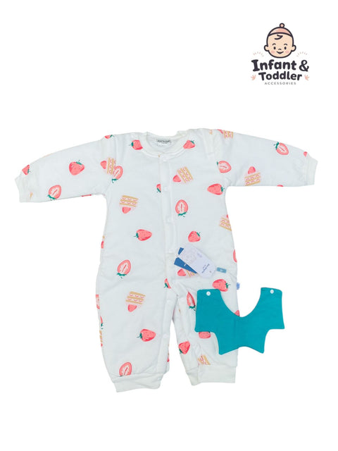 White strawberry romper with bib