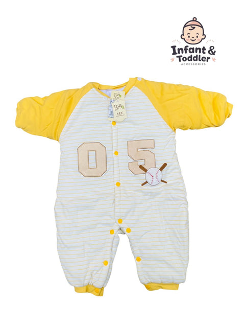 Yellow bear polyester filled romper