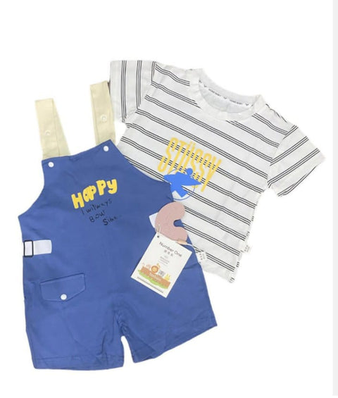 Blue happy baby dungaree