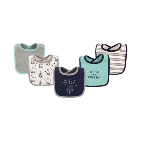 Blue rocket pack of 5 bib set