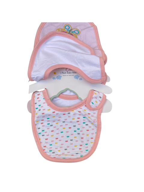 Pink butterfly pack of 3 bibs