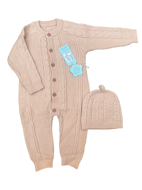 Woolen romper with cap