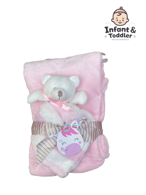 Baby blanket with stuff toy attached napkin