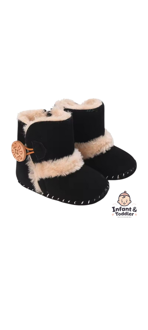 Black fur shoes