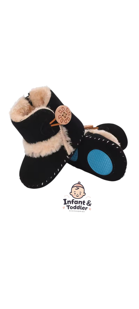 Black fur shoes