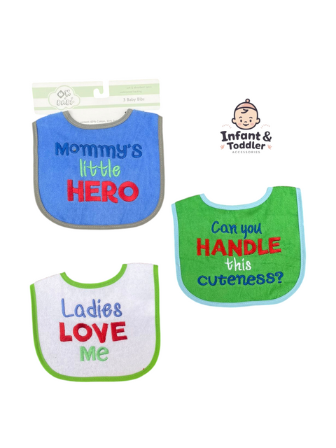 Mommy's little hero bib set