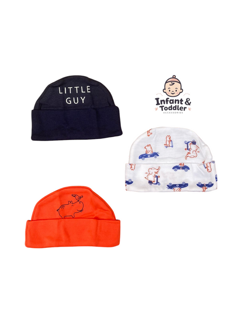 Little guy newborn cap set