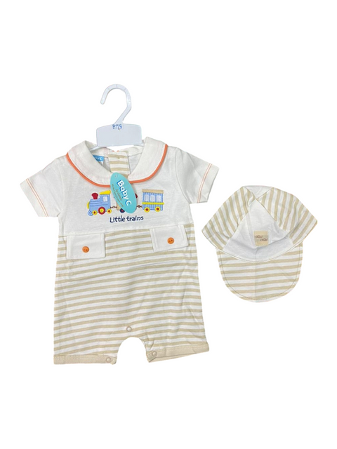 Cute embroidered romper with p cap