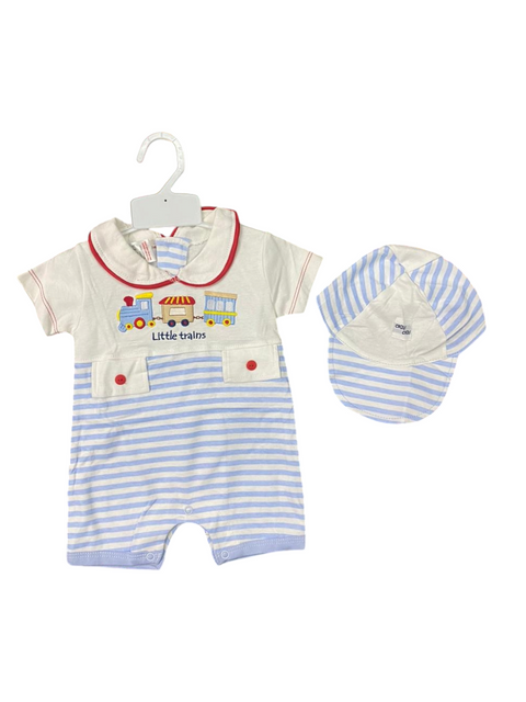 Cute embroidered romper with p cap