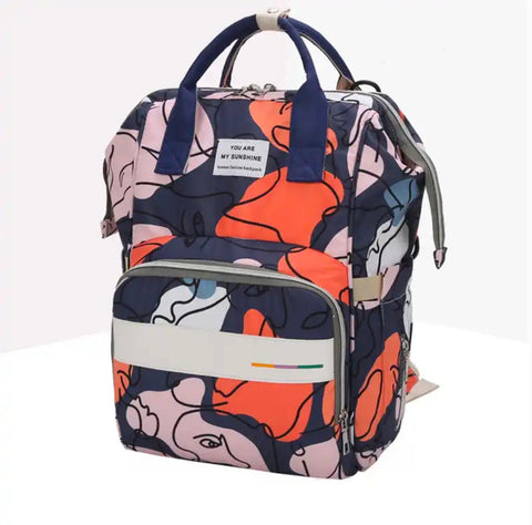 Abstract blue baby diaper bag