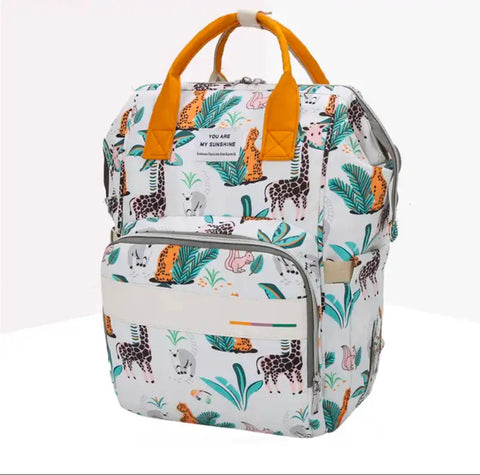 White green jungle diaper bag
