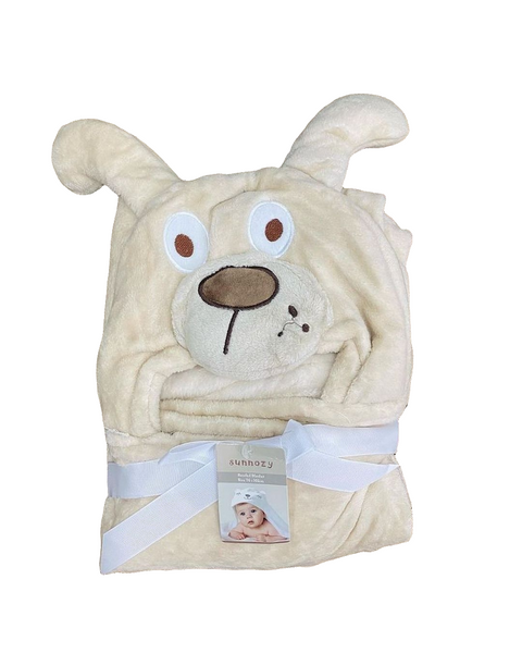 Beige bear hooded blanket