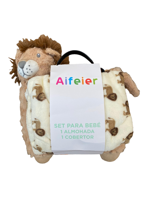 Cute lion pillow with blanket
