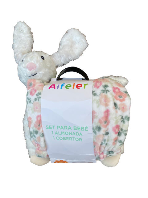 Cute rabbit pillow with blanket