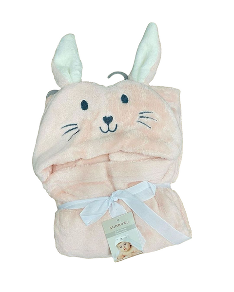 Pink bunny hooded blanket