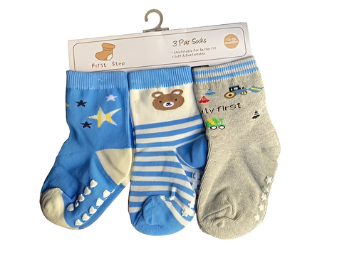 Blue bear pack of 3 socks