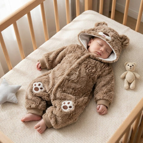 Cute bear fur romper