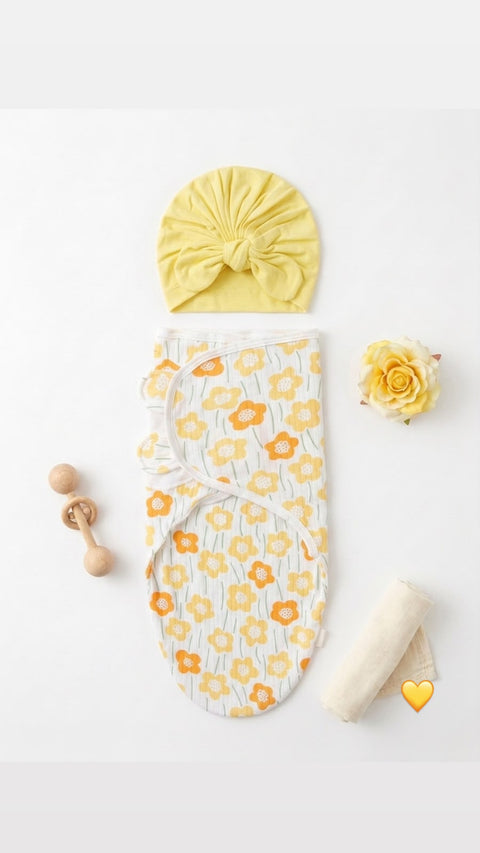Yellow garden swaddle set