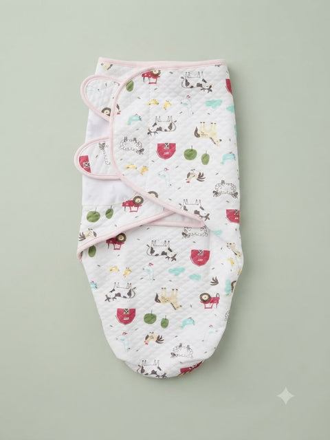 Baby's little farm quilted swaddle