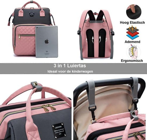 Pink and grey 2_in_1 bed bag