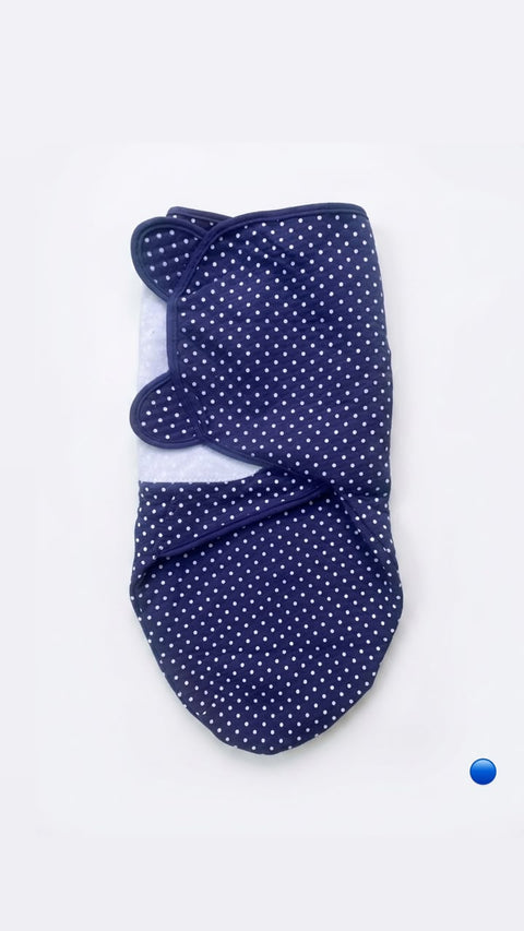 Navy blue dotted quilted swaddle