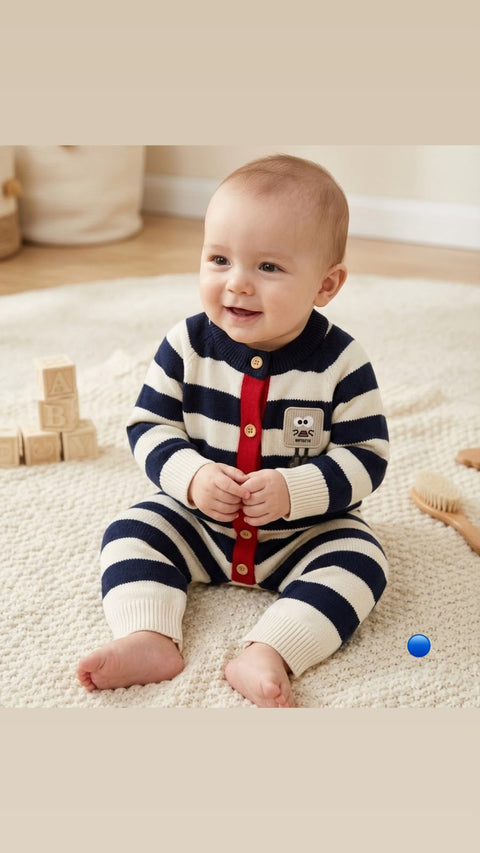 Classic stripes woolen romper