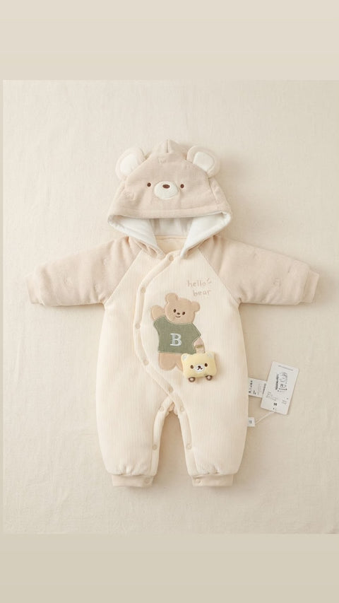 Hello bear hooded romper