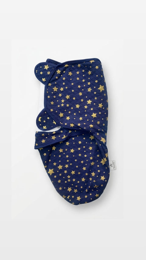 Gold starry night quilted swaddle