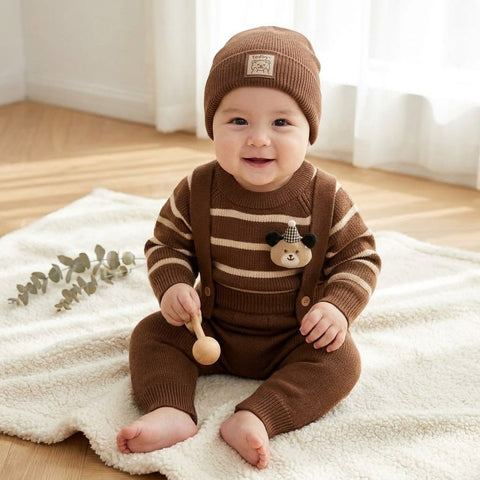 The Teddy Hug Striped Knit Set